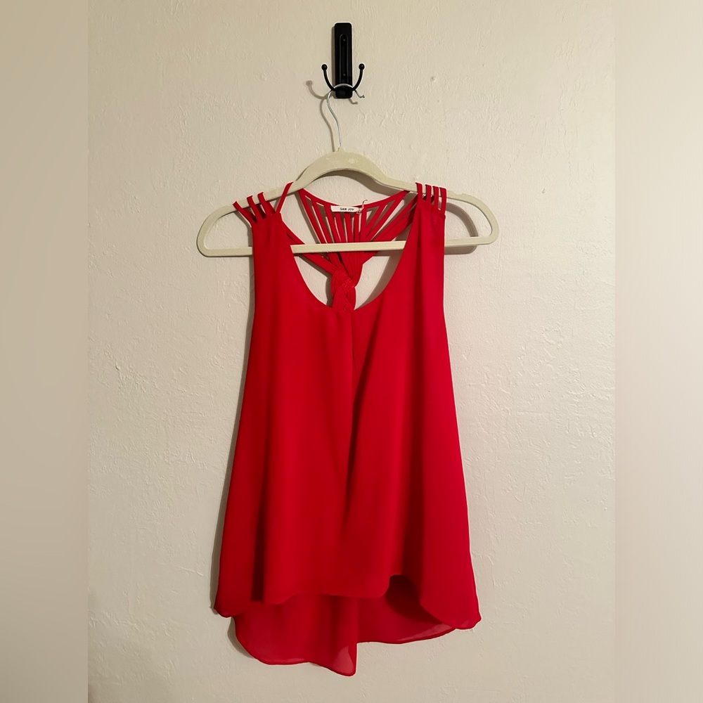Red multiple spaghetti strap tank top